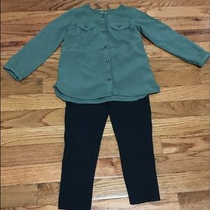 Green top 3T Carter’s - black pants Polo 3T